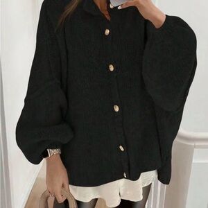 Black Button-Up Women's Sweater